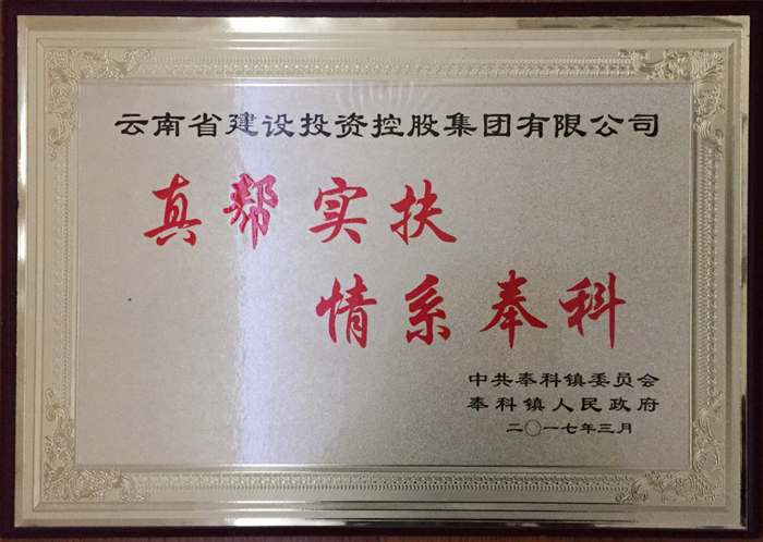 丽江市玉龙县奉科镇向集团赠送感谢牌匾